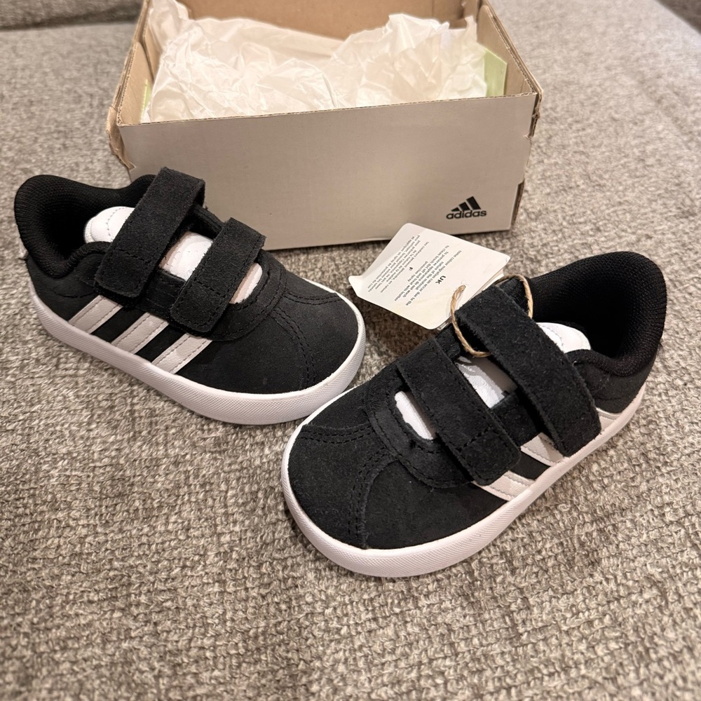 Adidas Toddler Strap on Sneakers Tennis Shoes - Skateboard Style ID9158 Black